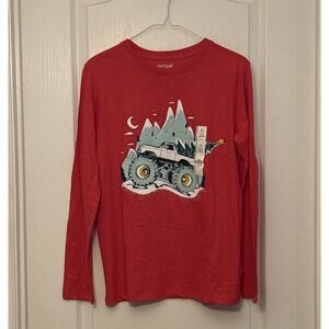New Cat & Jack Red  Monster Truck Christmas Tree Boys XL Holiday Long Sleeve Tee
